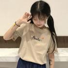 Embroidered Frill Trim Short-sleeve T-shirt