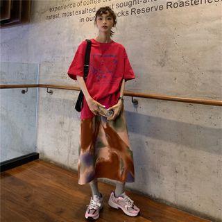 Printed Short-sleeve Top / Printed Skirt