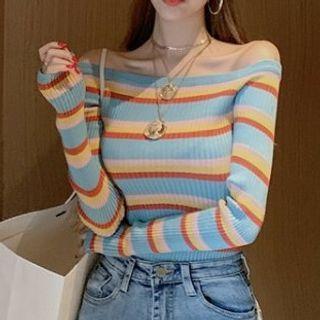 Striped Knit Top Stripes - Rainbow - One Size