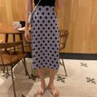 Dotted High-waist Midi Straight-fit Skirt