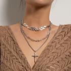 Crisscross Layered Necklace Silver - One Size