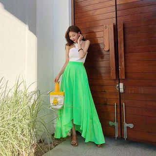 Crepe Maxi Flare Skirt
