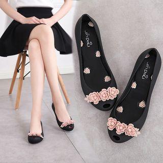 Floral Peep-toe Flats