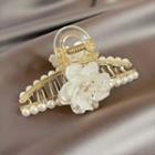 Flower Faux Pearl Alloy Hair Clamp White - One Size