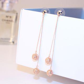 925 Sterling Silver Ball Drop Earring Rose Gold - One Size