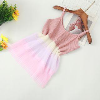 Spaghetti Strap Mesh Panel Knit Top