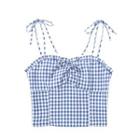 Tie-strap Check Cropped Camisole Top