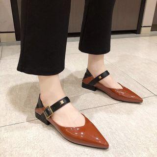 Paneled Pointy Mary Jane Shoes
