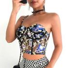 Floral Strapless Top As Shown In Figure - One Size