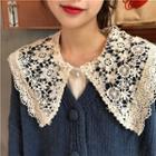 Plain Loose-fit Cardigan / Lace Long-sleeve Blouse