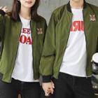 Couple Matching Cat Embroidered Bomber Jacket