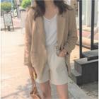 Single-breasted Linen Blazer Light Brown - One Size