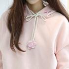Cherry Blossom-embroidered Brushed-fleece Lined Hoodie