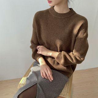Crew-neck Rib-knit Pullover