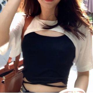 Short-sleeve Cropped Top / Plain Camisole
