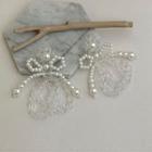Flower Faux Crystal Fringed Earring 1 Pair - Transparent & White - One Size