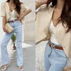 Short Linen Blend Jacket Oatmeal - One Size