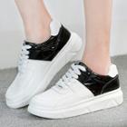 Faux Patent Leather Lace Up Sneakers