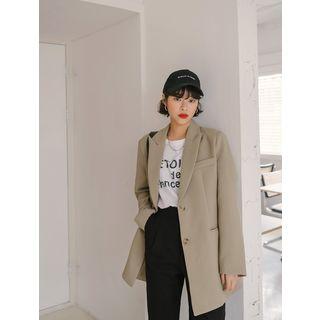 Plus Size Peaked-lapel Flap-pocket Blazer