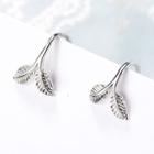 925 Sterling Silver Leaf Earring 1 Pair - Leaf Hook Earring - Silver - One Size