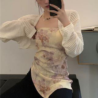 Open-front Bolero Cardigan 1 Pc - Cardigan - Almond - One Size