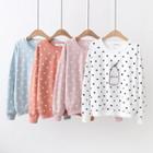 Long-sleeve Dotted Embroidered T-shirt