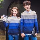 Couple Matching Color Block Knit Pullover