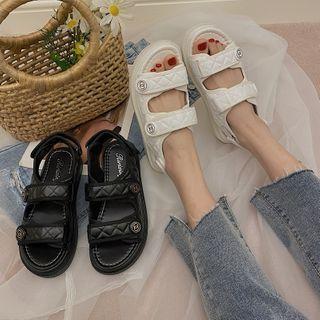 Quilted Adhesive Strap Platform Sandals