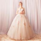 Embroidered Strapless Wedding Ball Gown