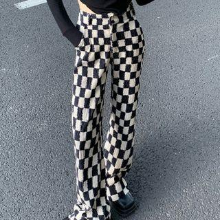 Initial Sweatshirt / Checkerboard Wide Leg Pants