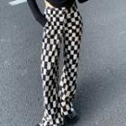 Initial Sweatshirt / Checkerboard Wide Leg Pants