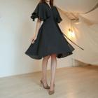 Flared Chiffon Surplice-wrap Dress