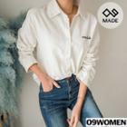 Tall Size Embroidered Loose-fit Napped Shirt