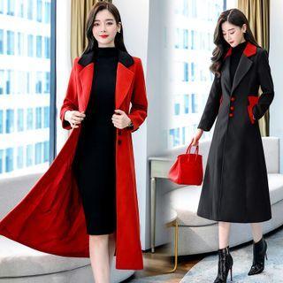Notch Lapel Two Tone A-line Coat