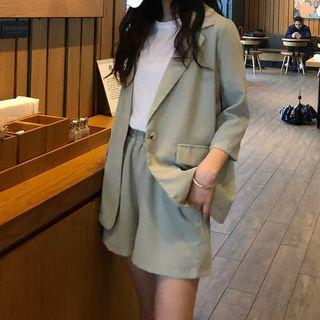 Button Blazer / Wide Leg Shorts