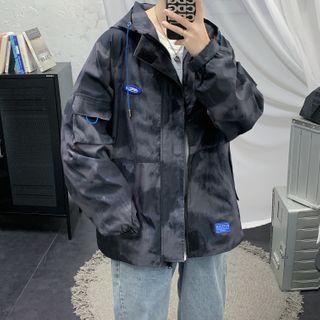 Camo Print Hooded Cargo Jacket