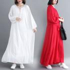 Lace-up Long-sleeve Maxi Dress