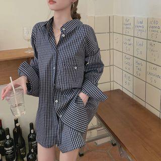 Long-sleeve Check Shirt / Check Shorts