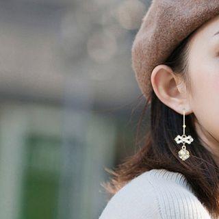 S925 Bow Rhinestone Stud Earring As Shown In Figure - One Size