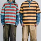 Couple Matching Mock Two-piece Polo Sweatshirt