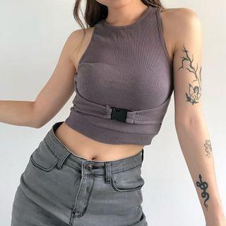 Snap Buckle Crop Tank Top
