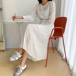 Crinkled Band-waist Dress