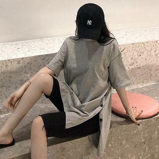 Slit-hem Short-sleeve Top