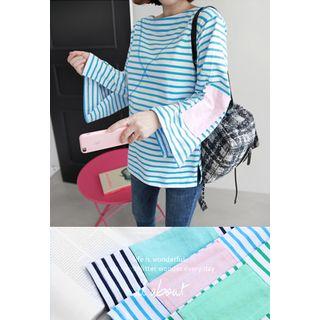 Appliqu  Stitched-detail Striped T-shirt