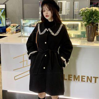 Mesh Trim Button Coat Black - One Size