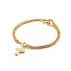 Fashion And Elegant Plated Gold Cross 316l Stainless Steel Double-layer Bracelet Golden - One Size