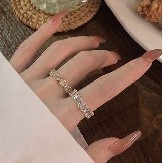 Set Of 1 / 2 : Rhinestone Alloy Open Ring