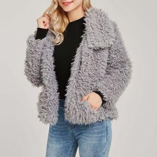 Faux Fur Open Front Cardigan