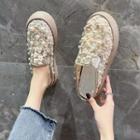 Rhinestone Faux Pearl Mesh Platform Mules