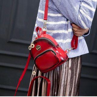 Faux Leather Two-way Mini Backpack
